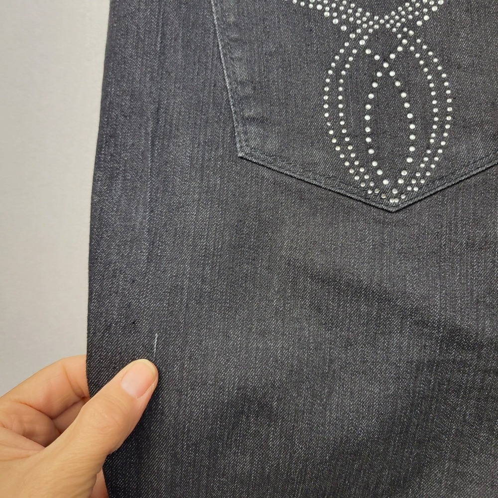 NYDJ Tummy Tuck Jeans Womens Size 16 Black Flare Bootcut Rhinestone Studded‎ - Picture 13 of 16